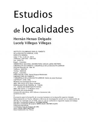 Henao Delgado, Hernán Y Villegas Villegas, Lucely - Estudios De Localidades